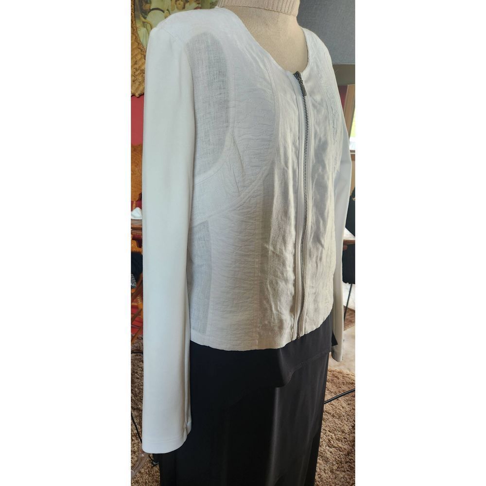 Women's Cream Zip-Front Utility Jacket